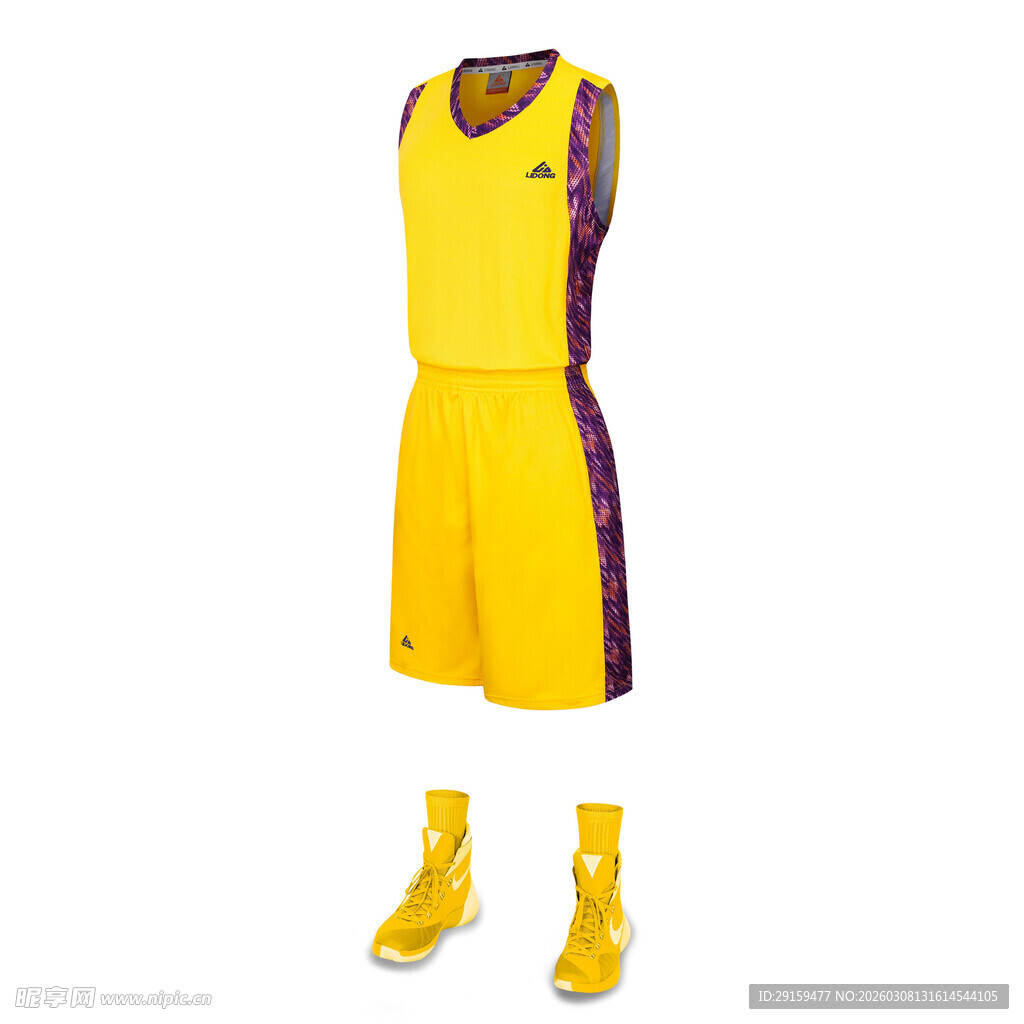 黄色篮球运动套装及鞋