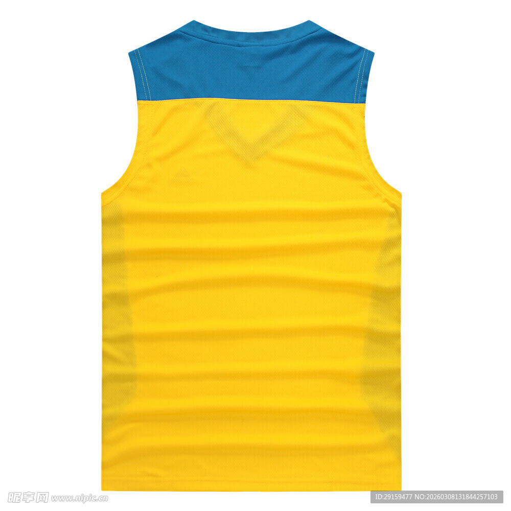 黄蓝拼接无袖运动背心