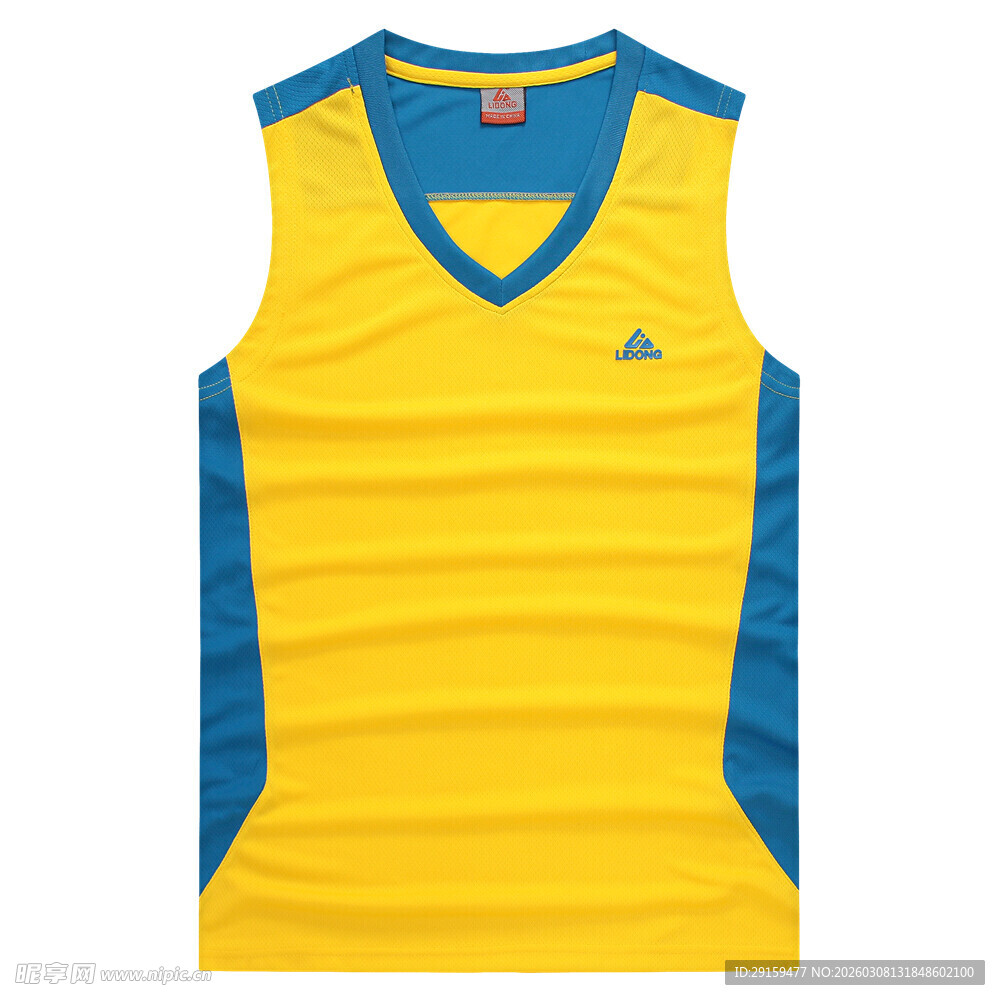 黄色蓝边运动背心