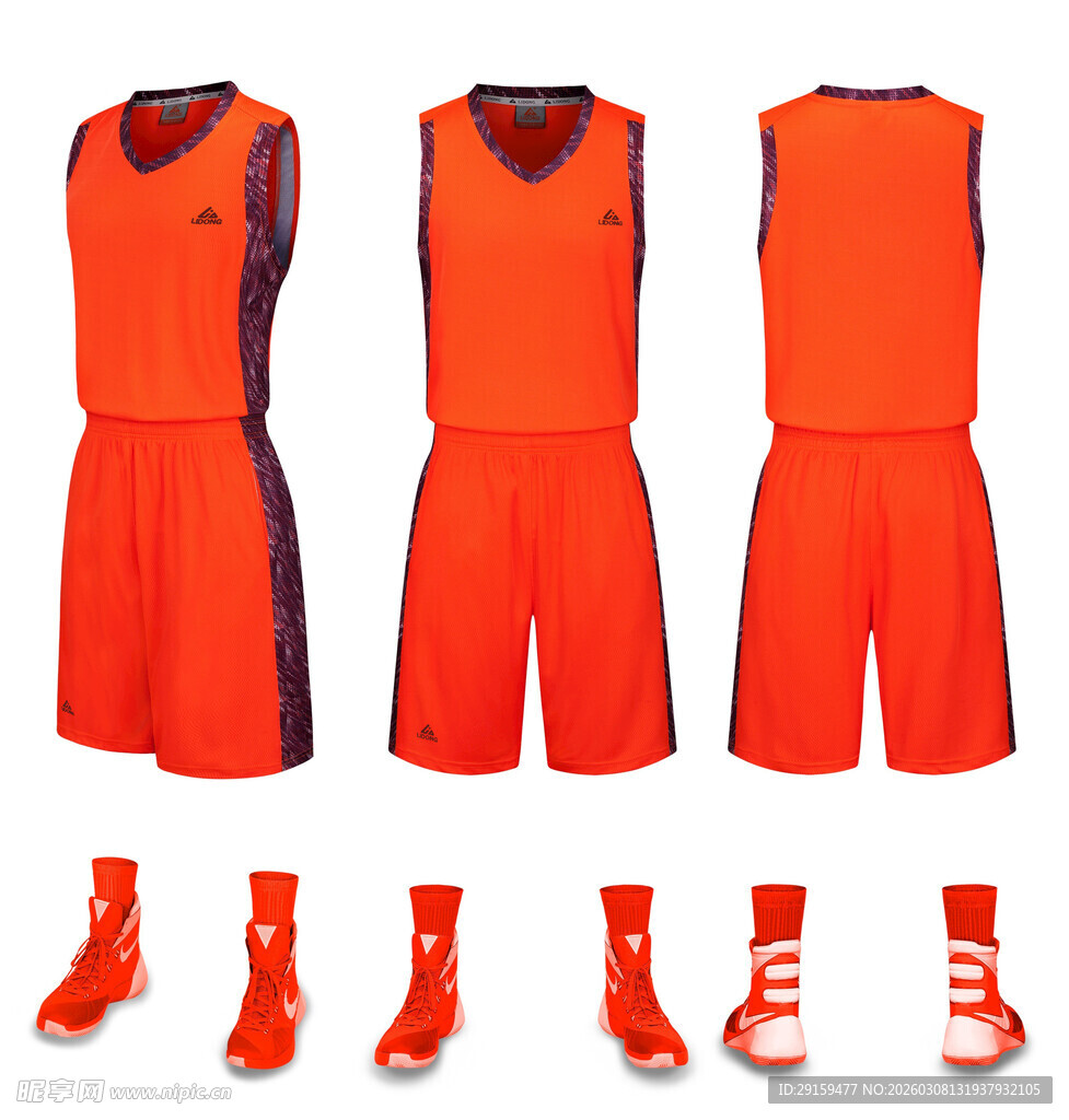 橙色篮球运动套装及鞋