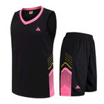 黑色粉色拼接篮球运动套装