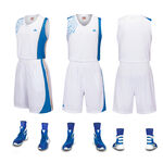蓝白篮球服套装及配套球鞋