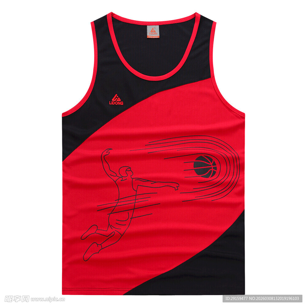 红黑拼接篮球背心