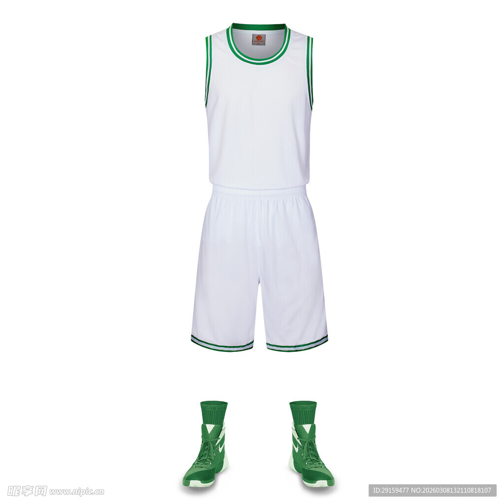 白色绿边篮球运动套装