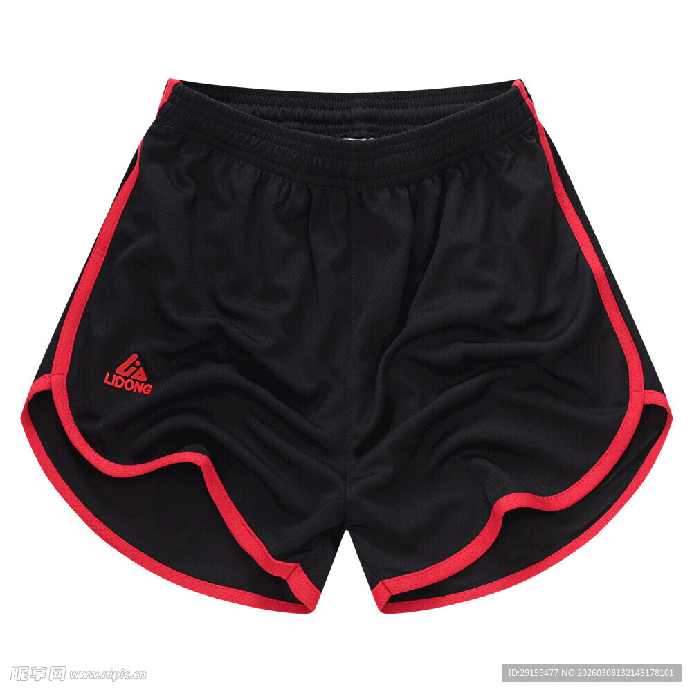 阿迪达斯黑色红边运动短裤