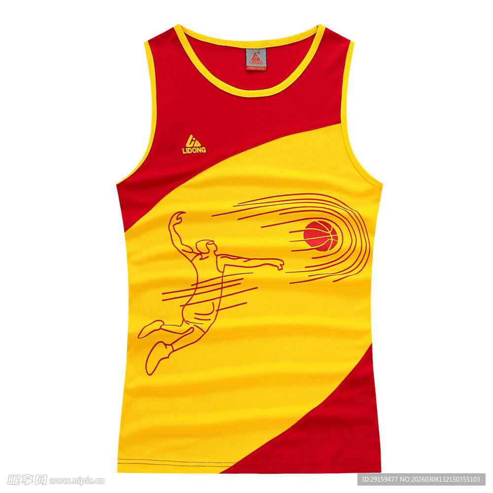 红黄配色运动背心图案展示
