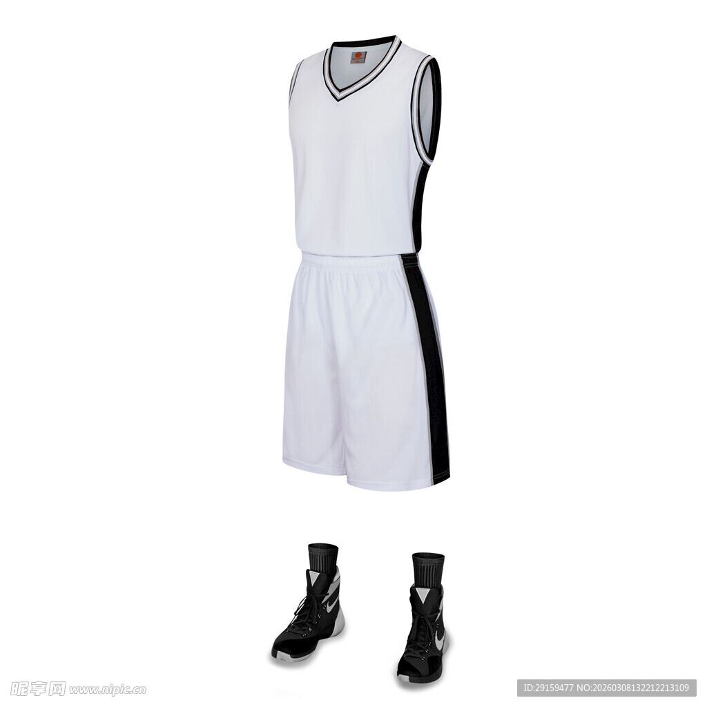 白色篮球服套装及配套鞋