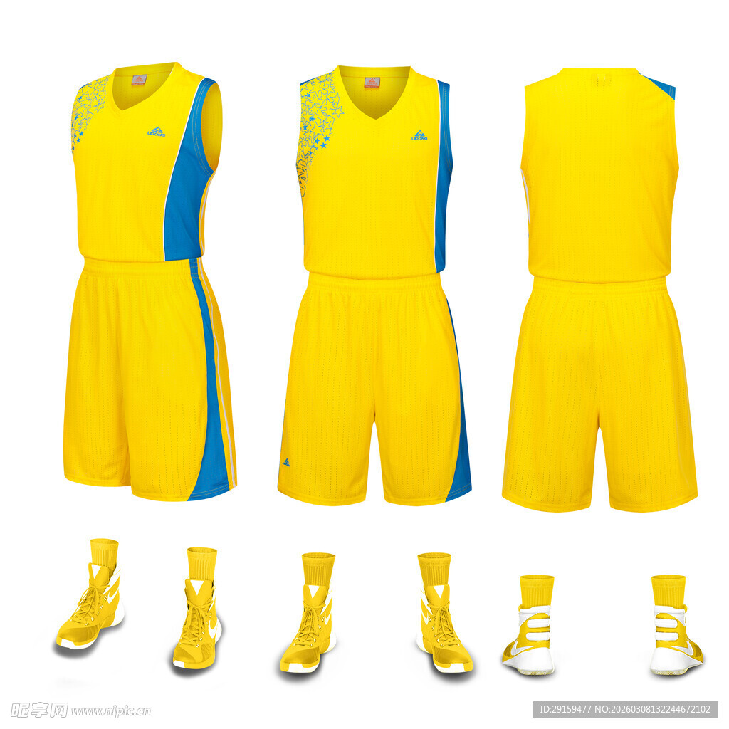 黄色篮球运动套装展示