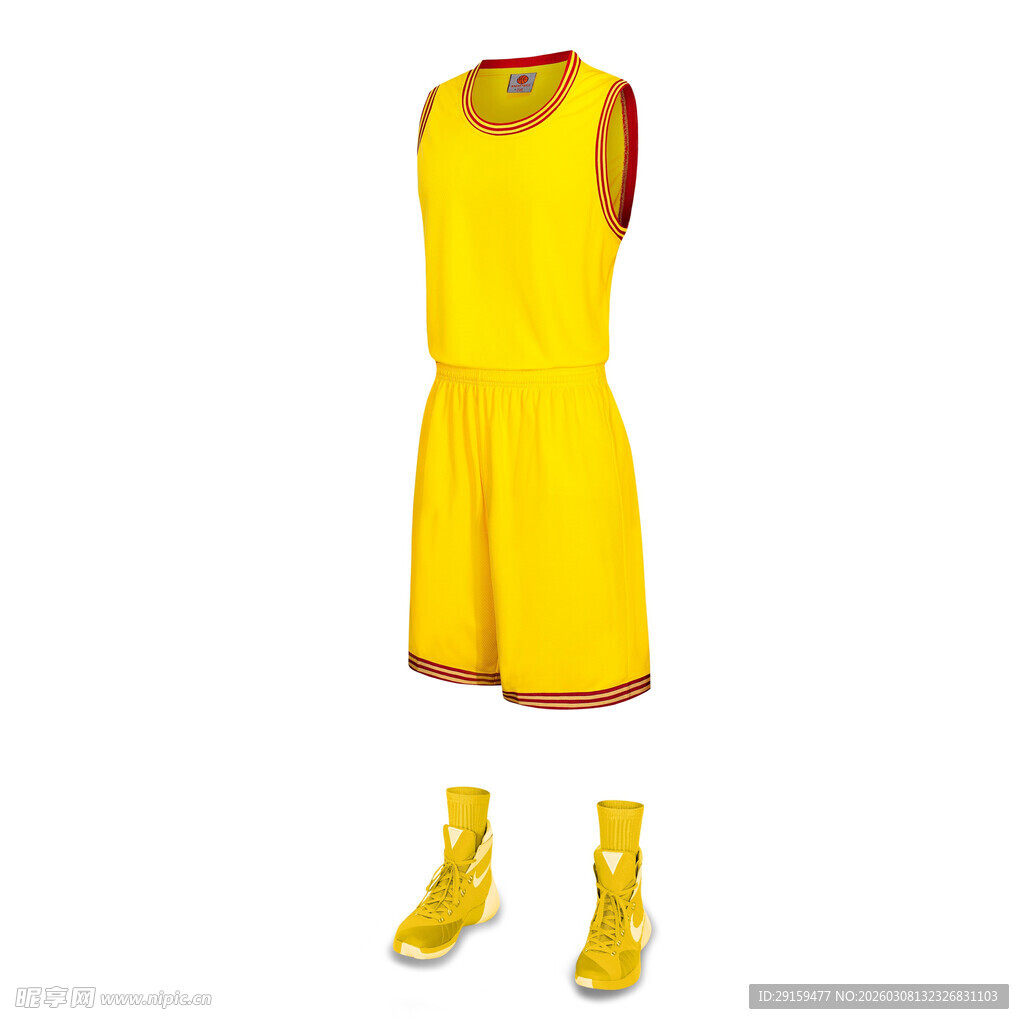 黄色篮球运动套装及鞋