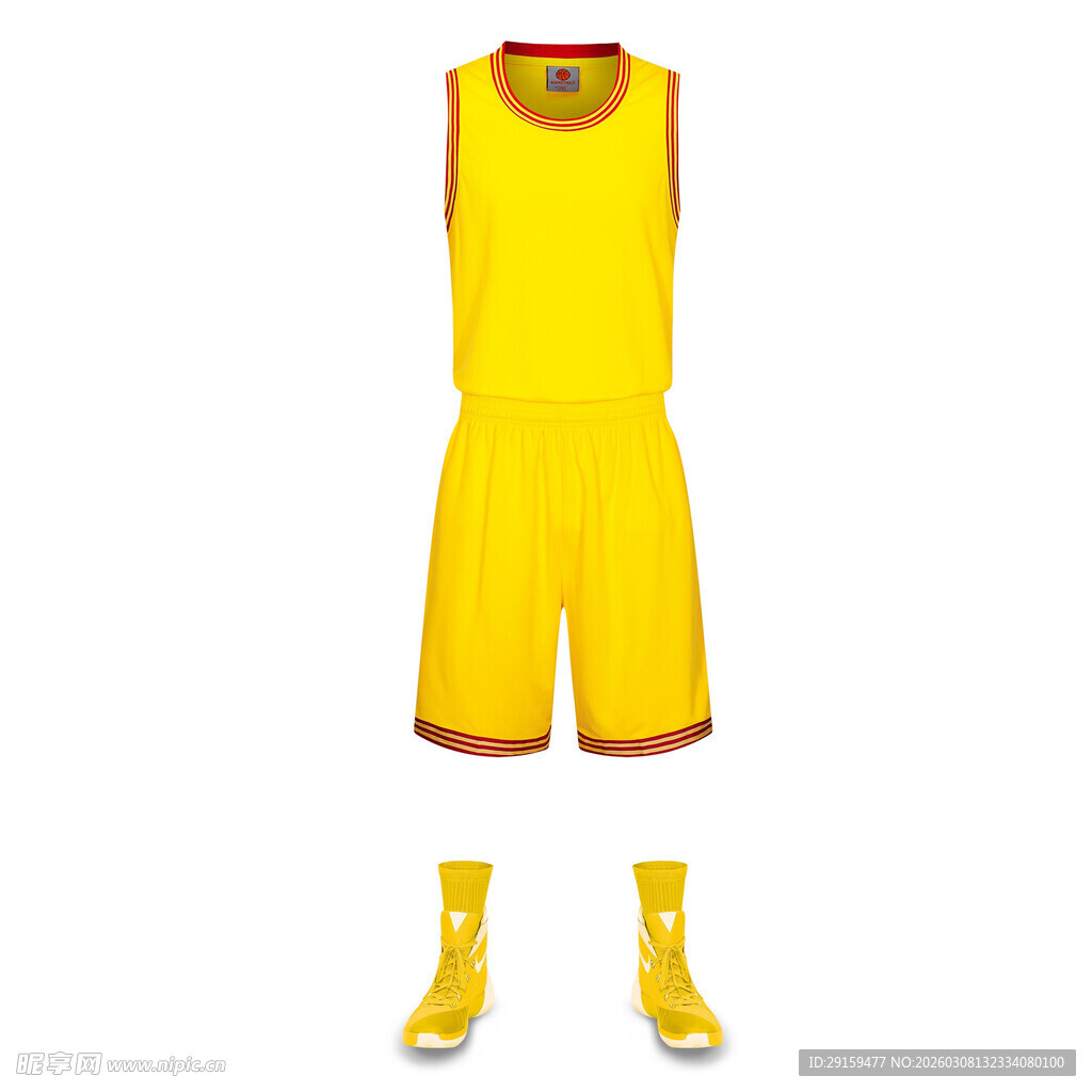 黄色篮球运动套装及鞋袜