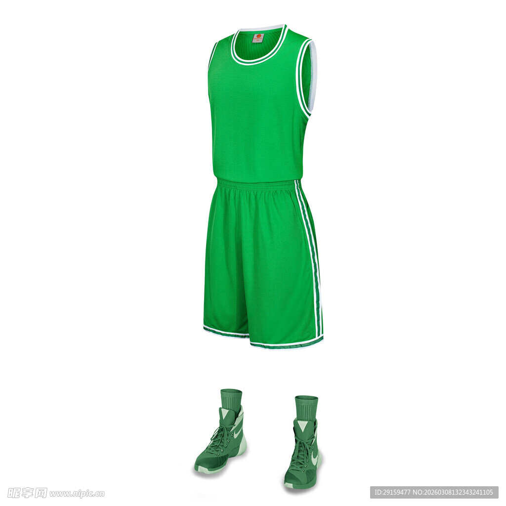 绿色篮球运动套装及球鞋