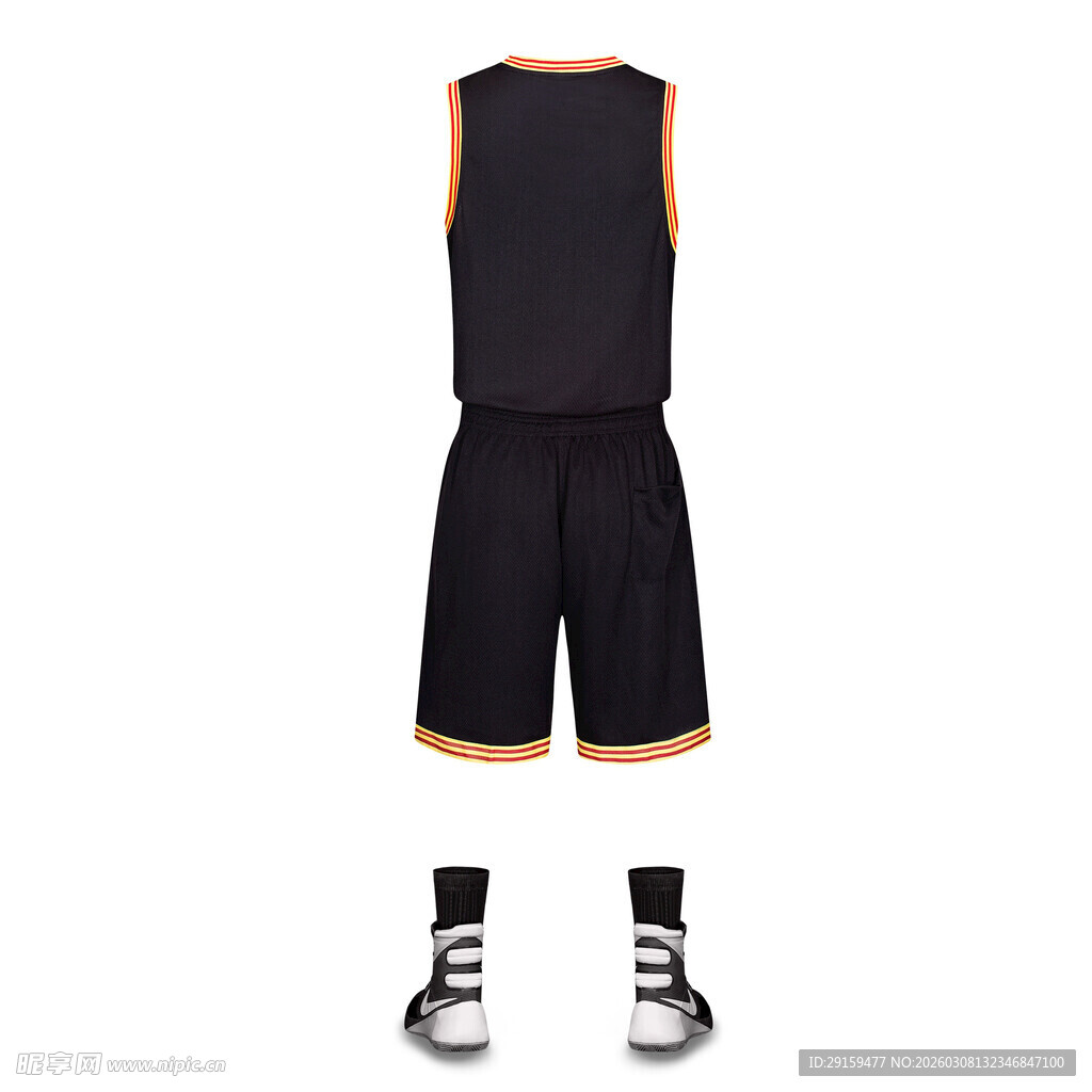 黑色篮球运动套装及鞋袜