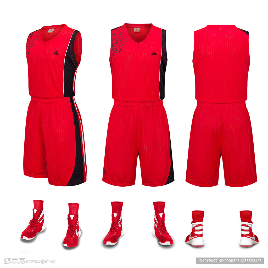 红色篮球运动套装展示