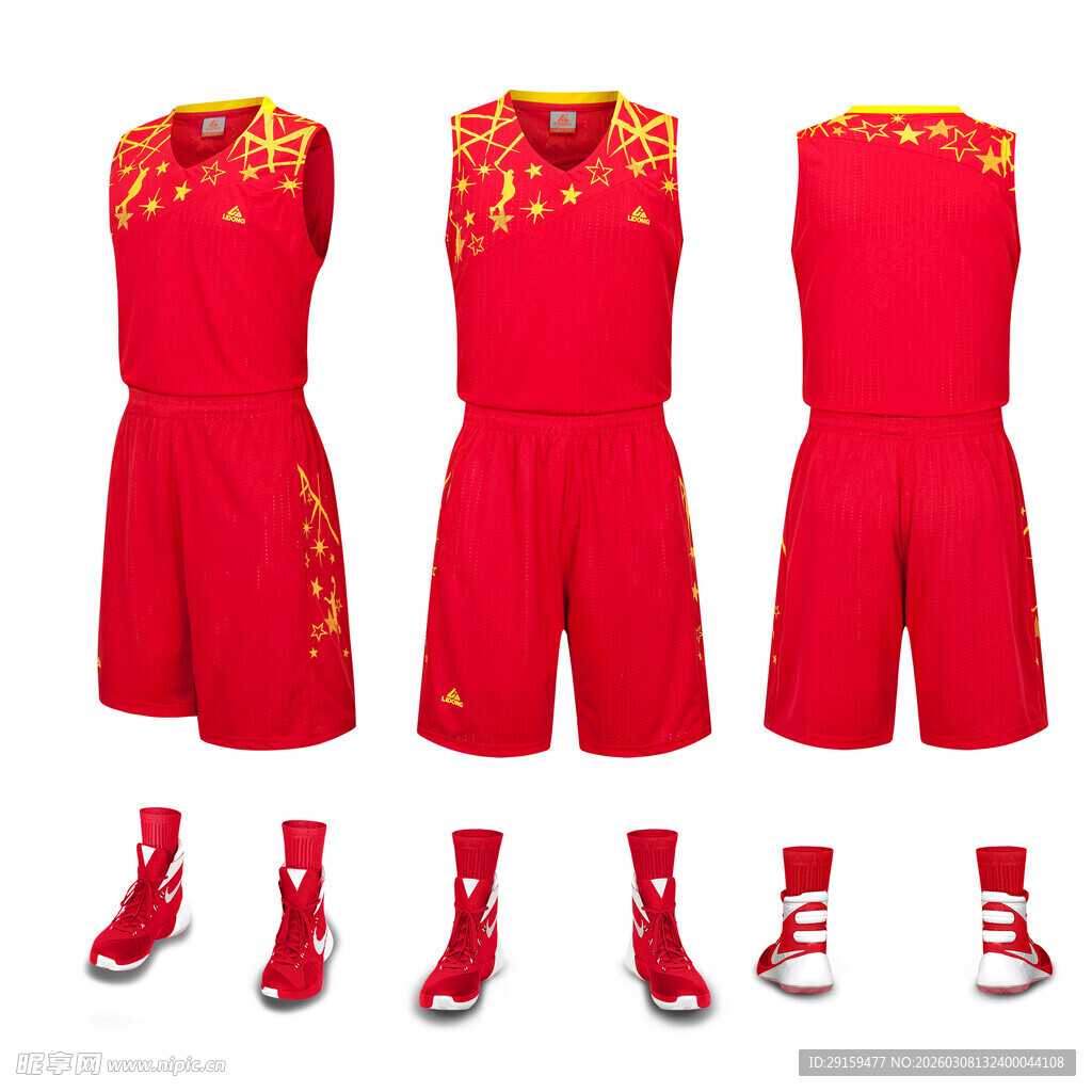 中国红色篮球运动套装展示