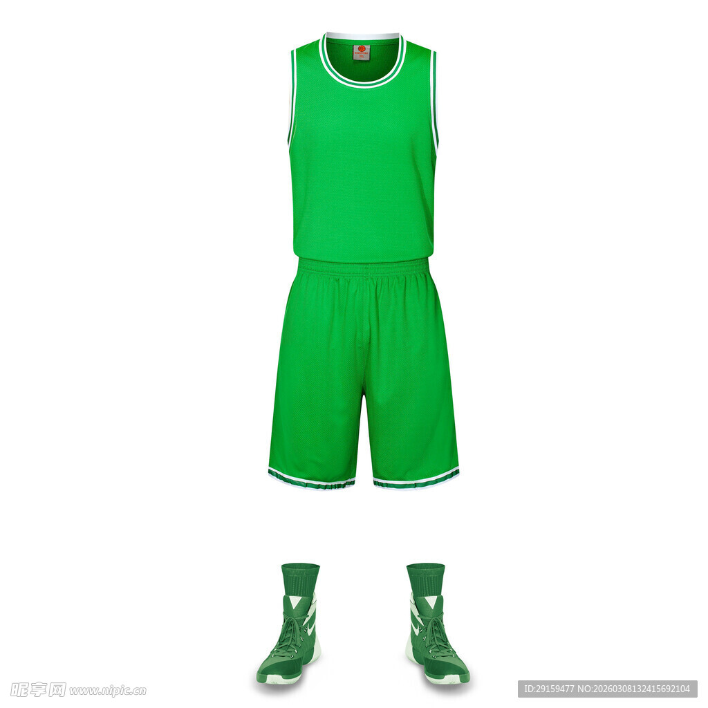 绿色篮球运动套装及球鞋