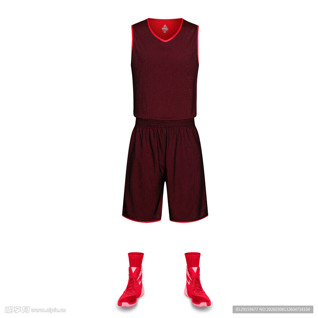 酒红色运动套装及红鞋