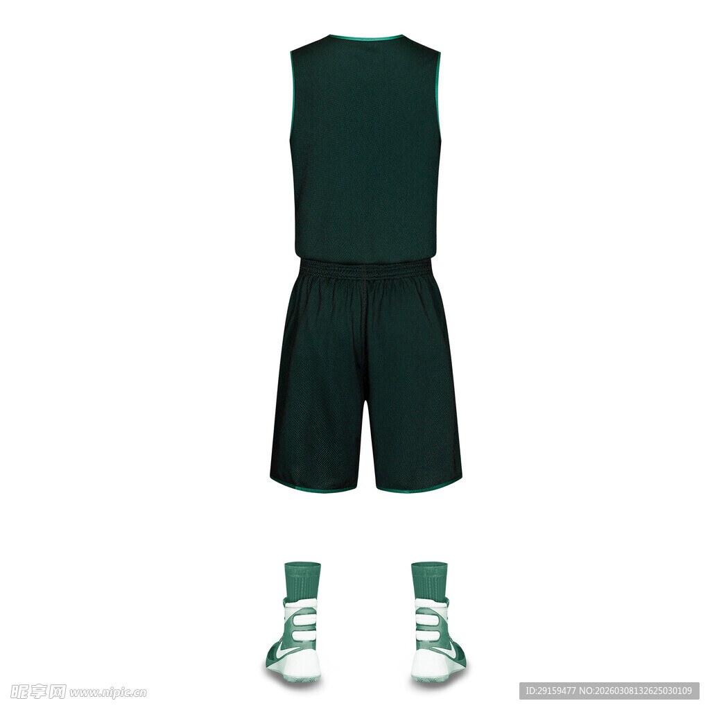 深绿运动套装与运动鞋