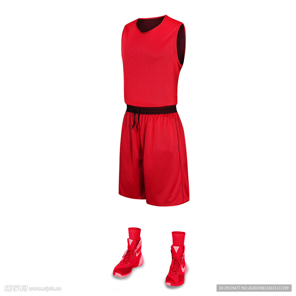 红色运动套装及配套鞋履