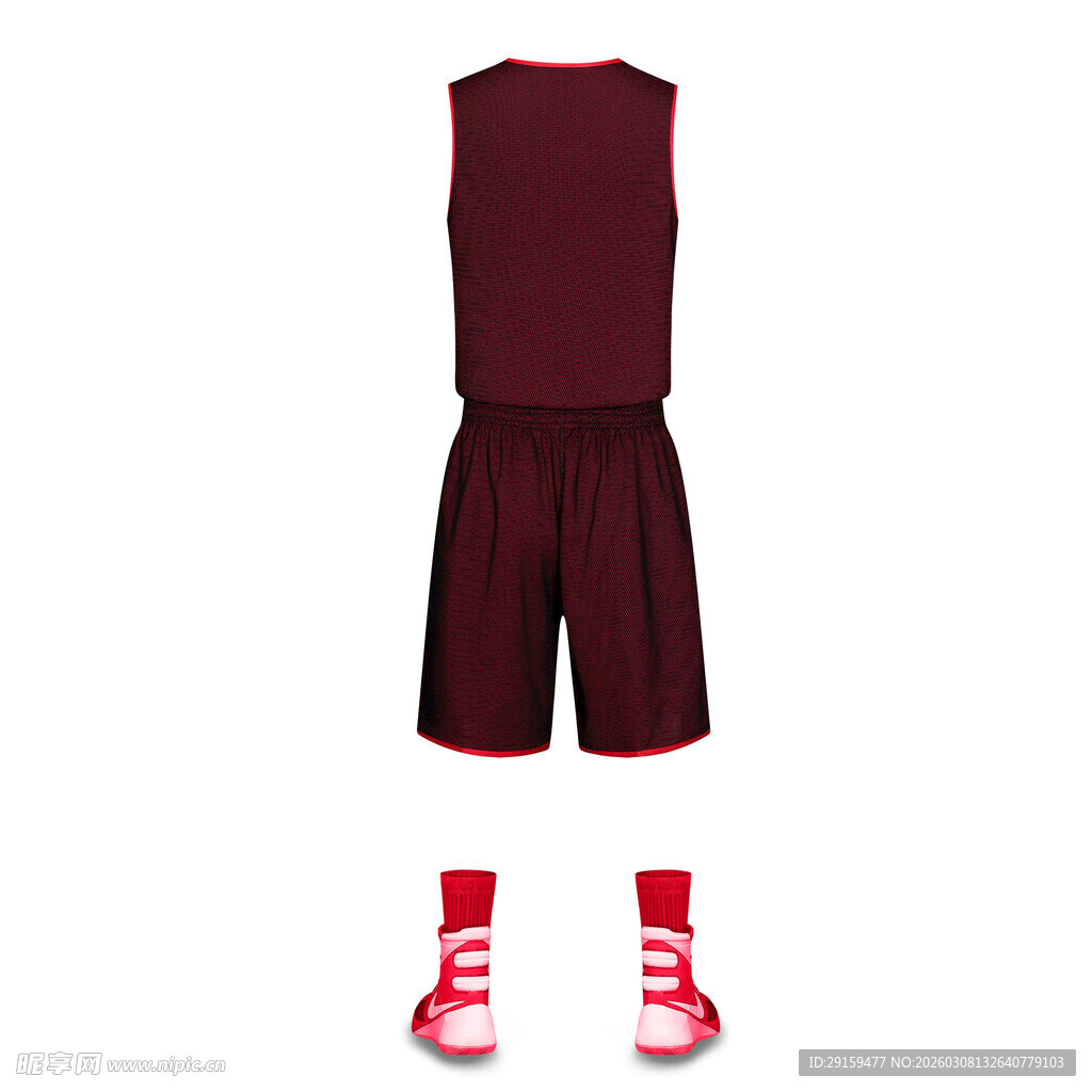 酒红色运动套装及袜子