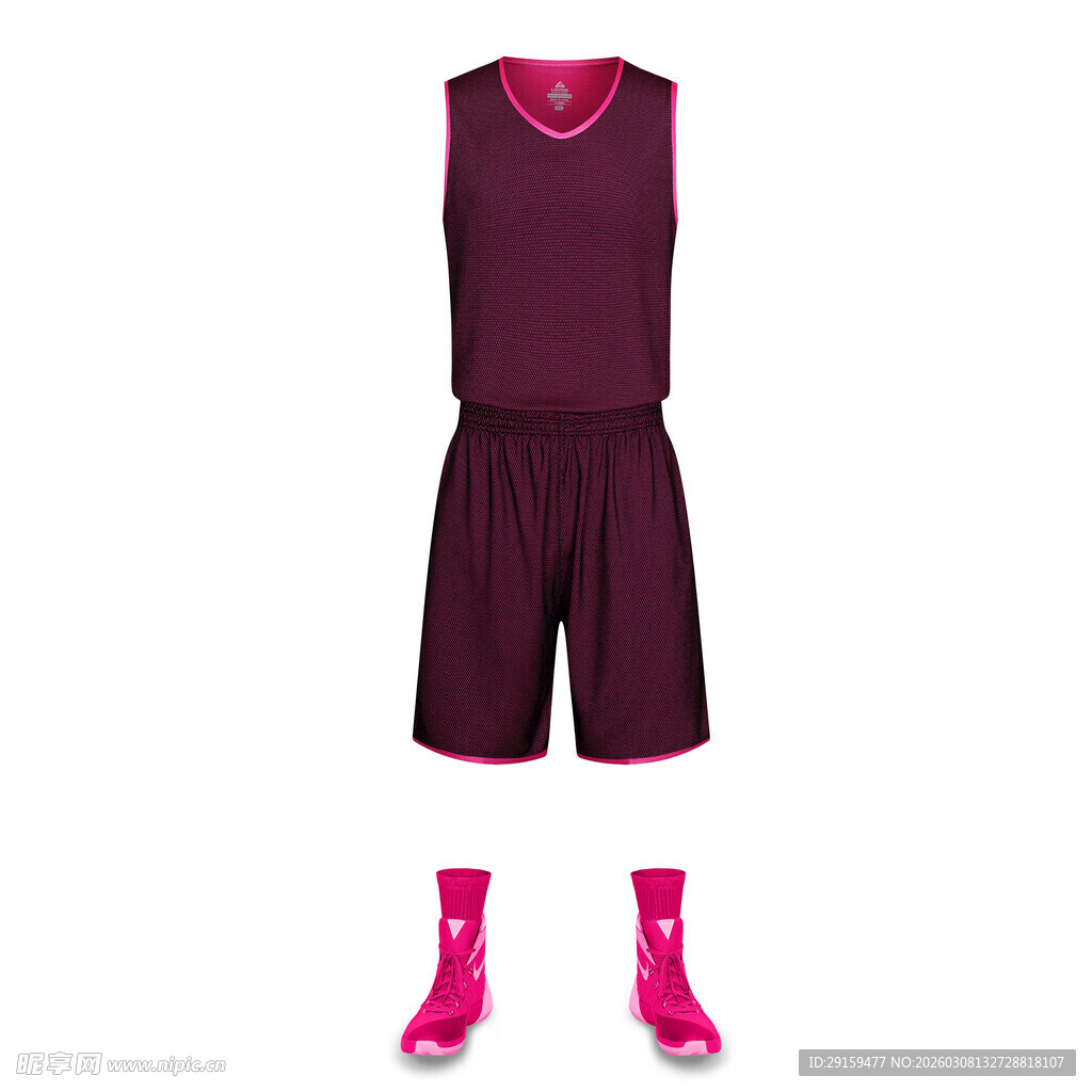 酒红色篮球服配粉色球鞋