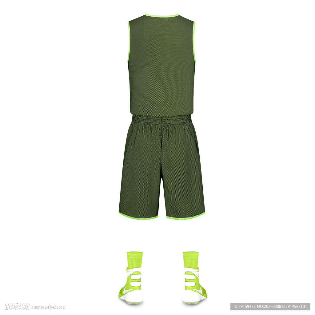 军绿色无袖套装与鞋袜
