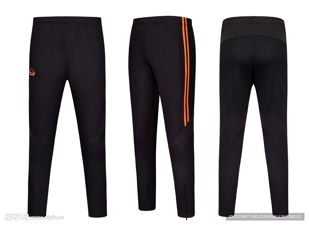 三条黑色运动长裤展示