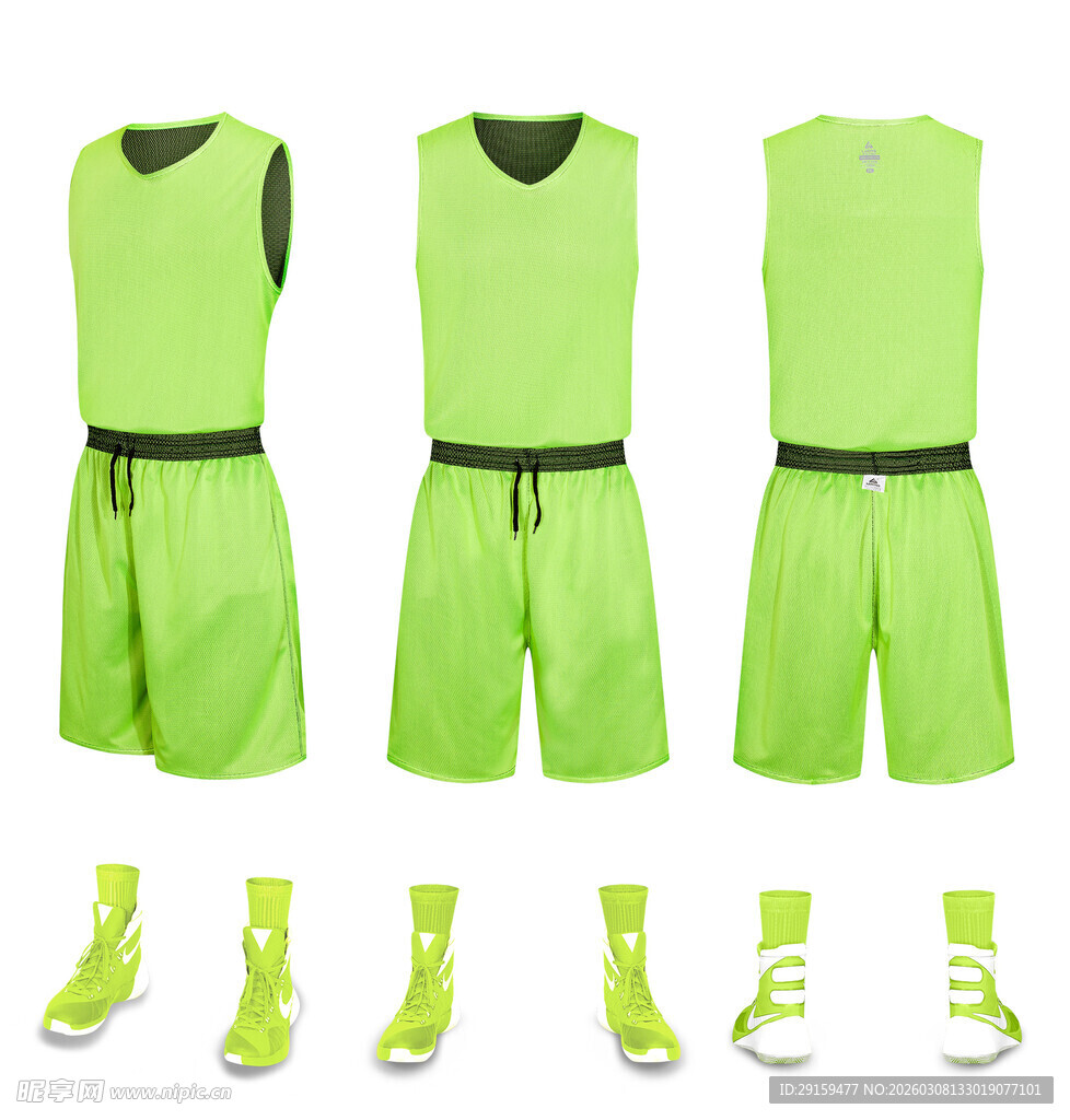 荧光绿运动套装及鞋类展示