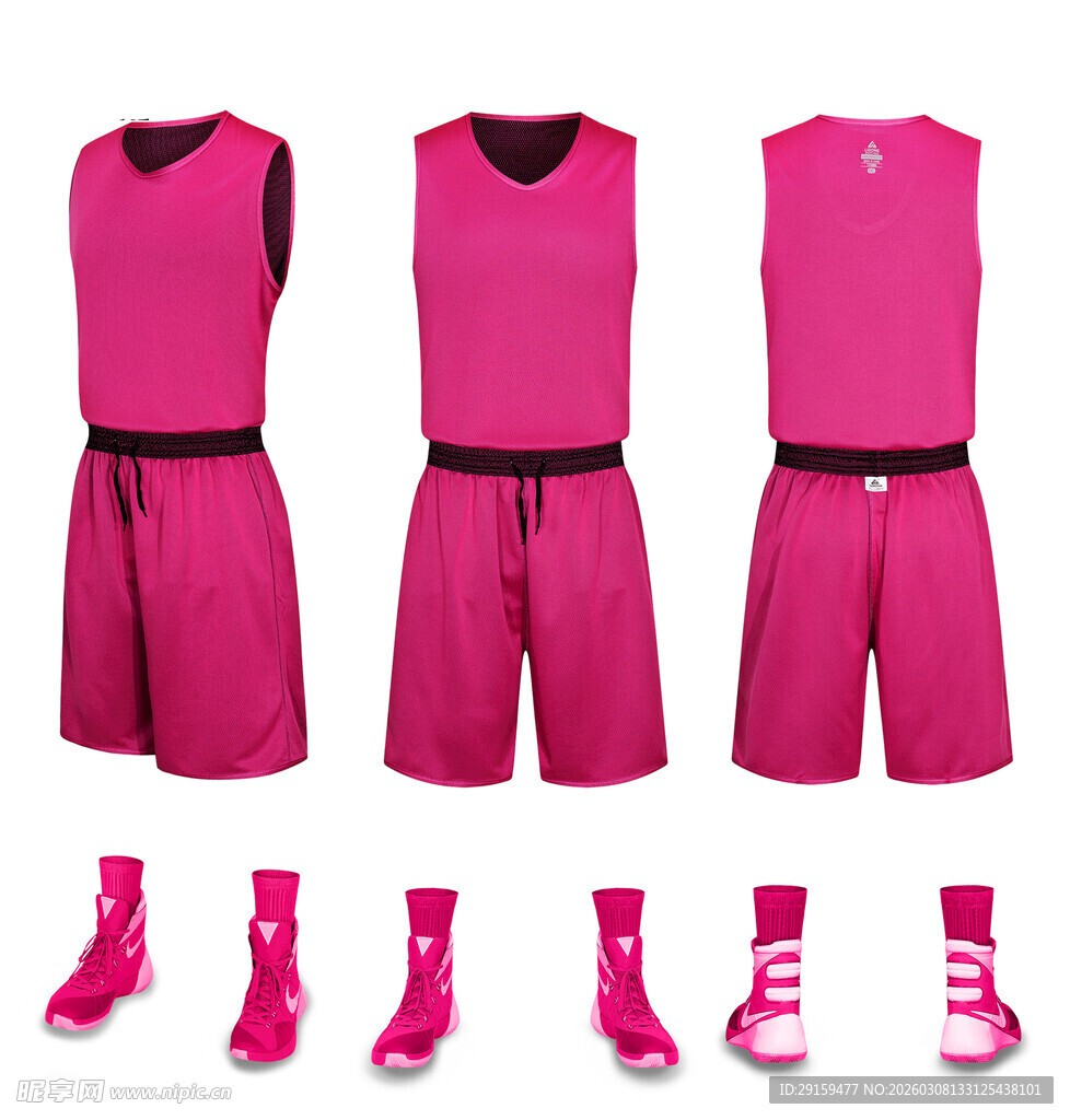 粉色篮球运动服套装展示
