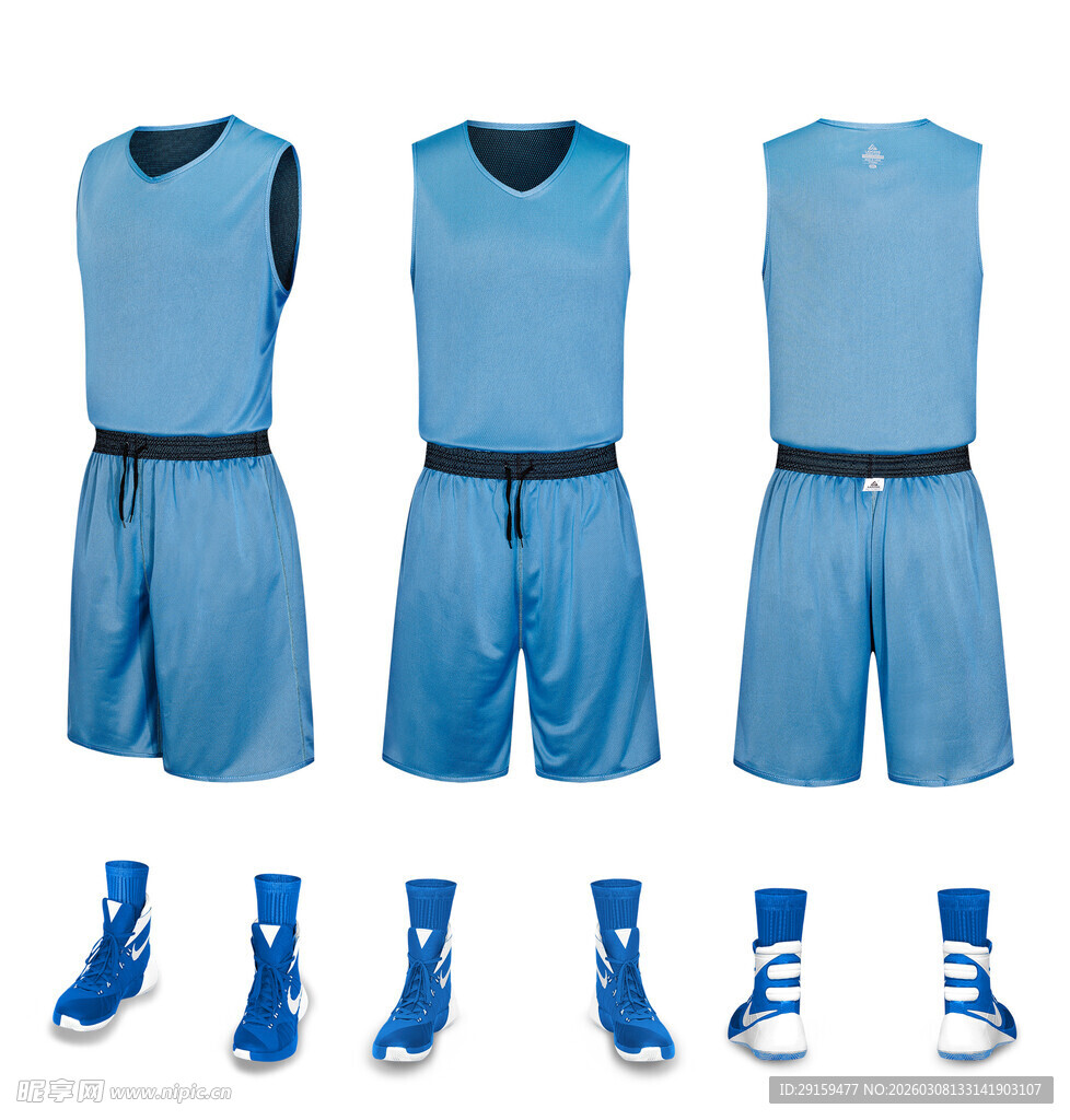 蓝色篮球运动套装及配件