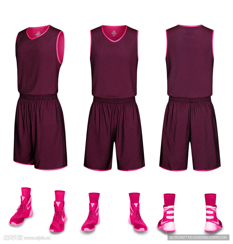 紫色篮球运动套装及配件
