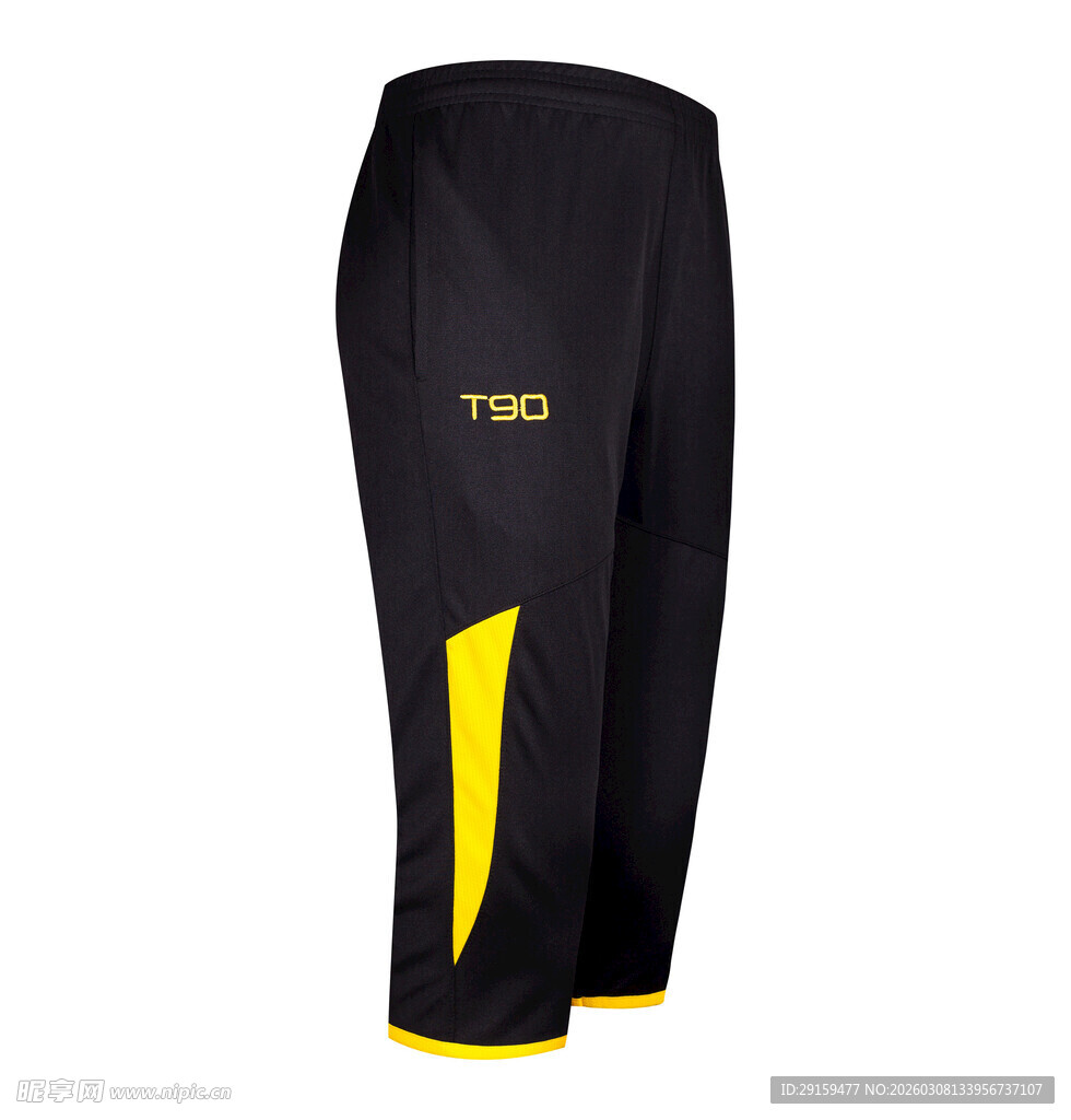 黑色黄边运动七分裤