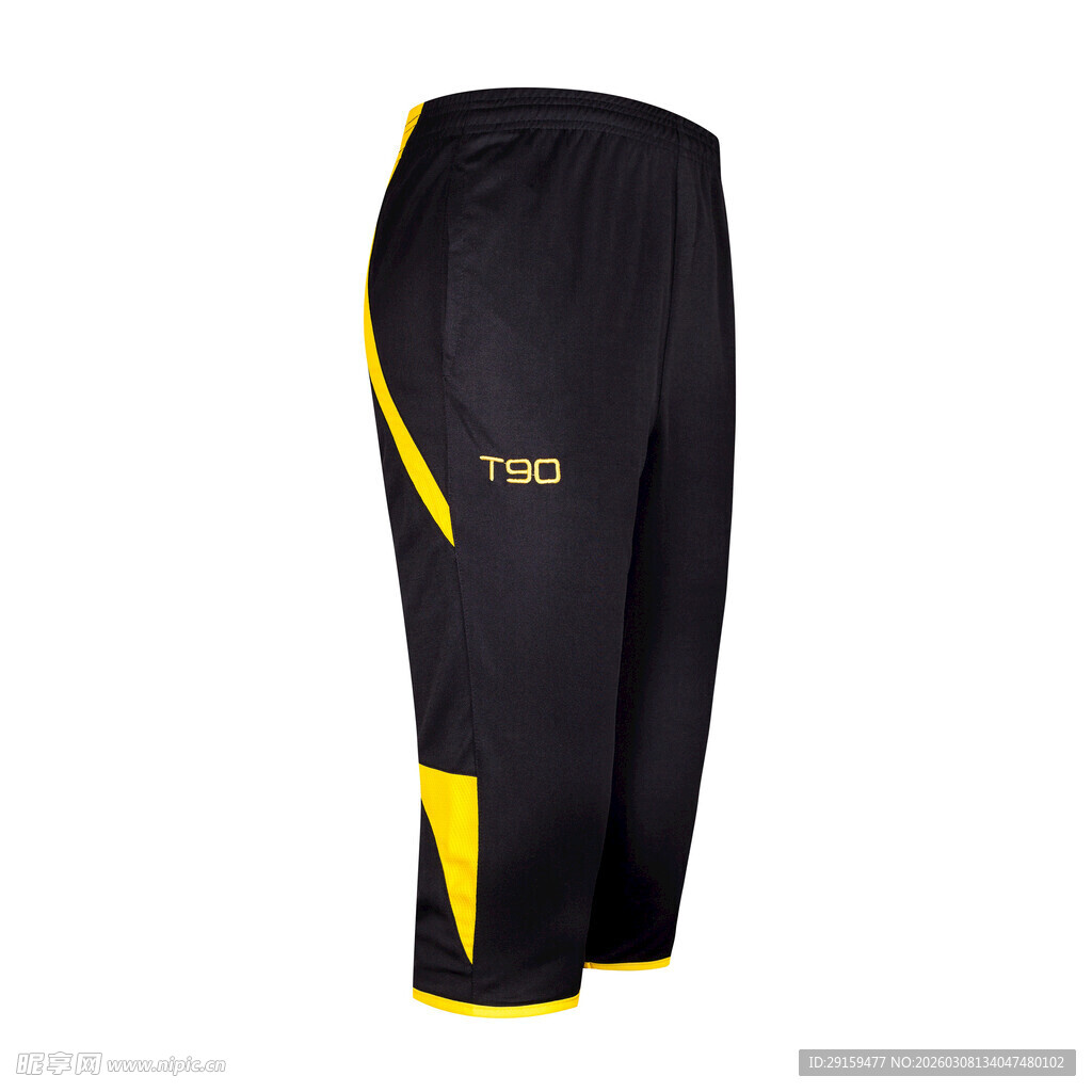 黑色黄边运动七分裤