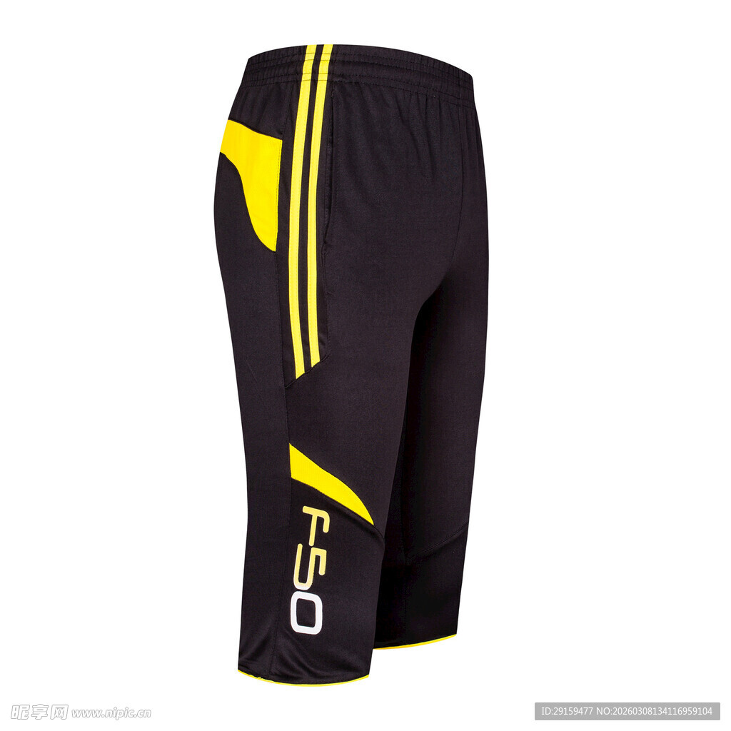 黑色黄纹运动骑行短裤