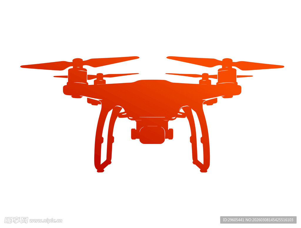 红色无人机剪影
