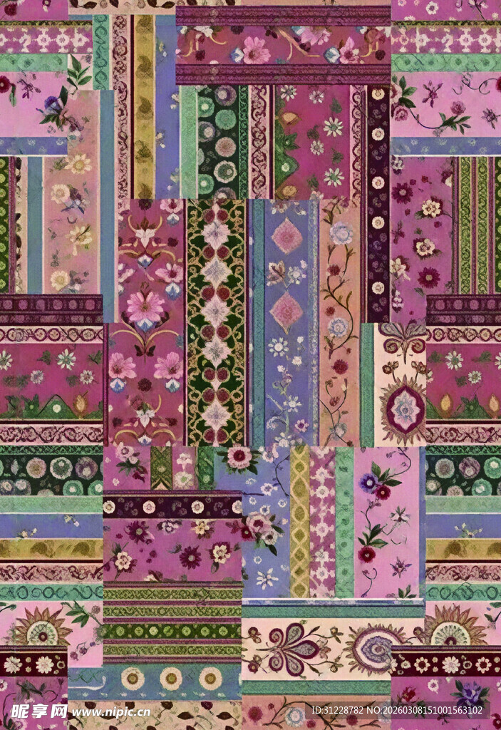 多彩民族风方块图案设计