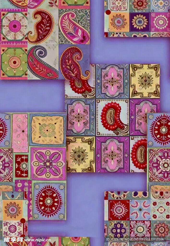 多彩复古风图案拼接