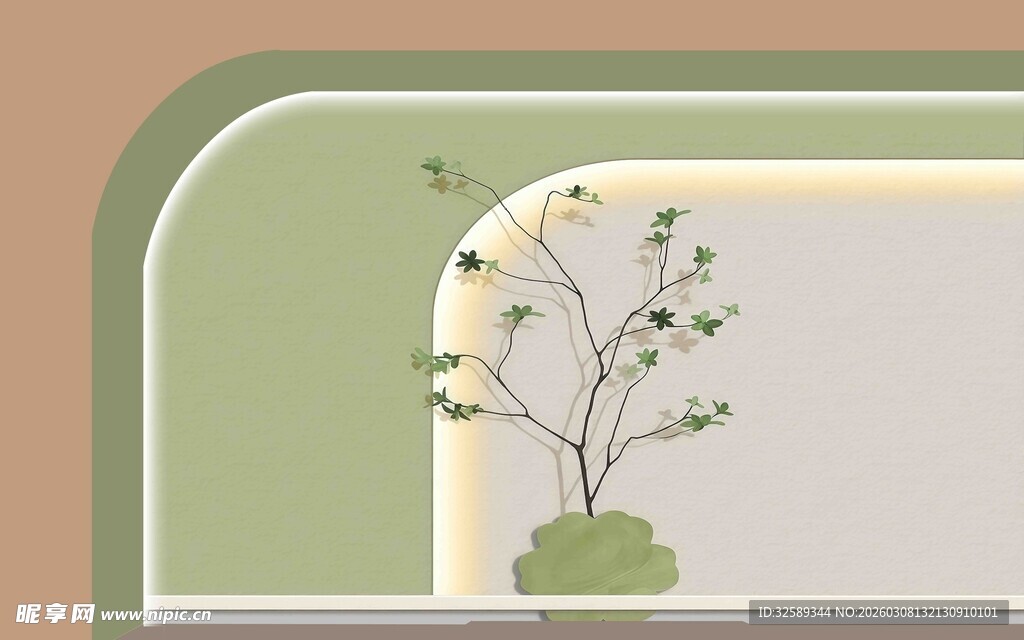 简约室内盆栽装饰场景