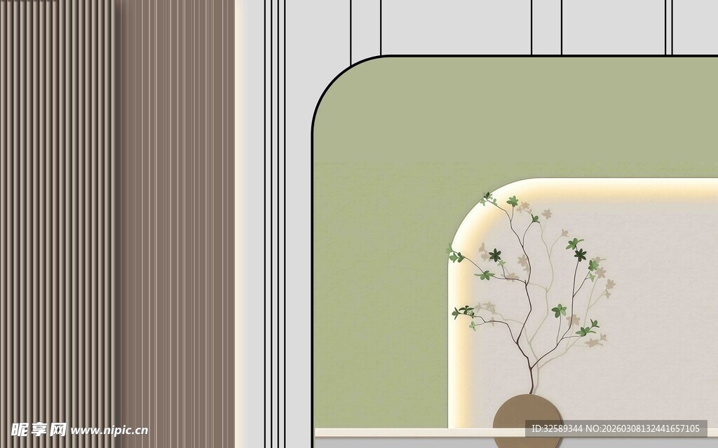 简约室内角落的精致花瓶