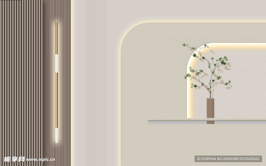 简约室内花瓶装饰场景