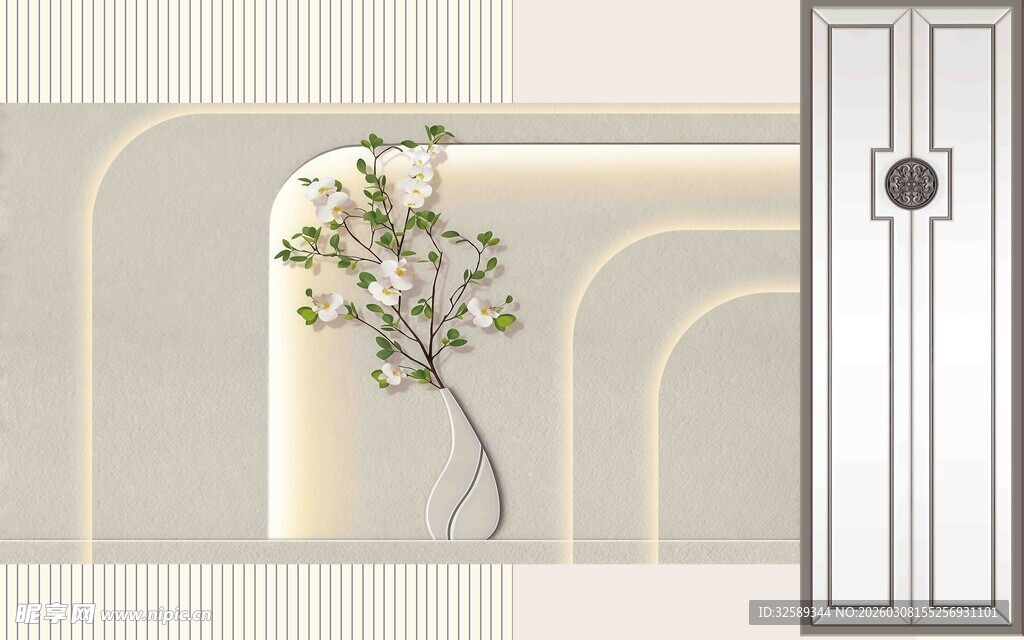 简约室内花瓶装饰场景