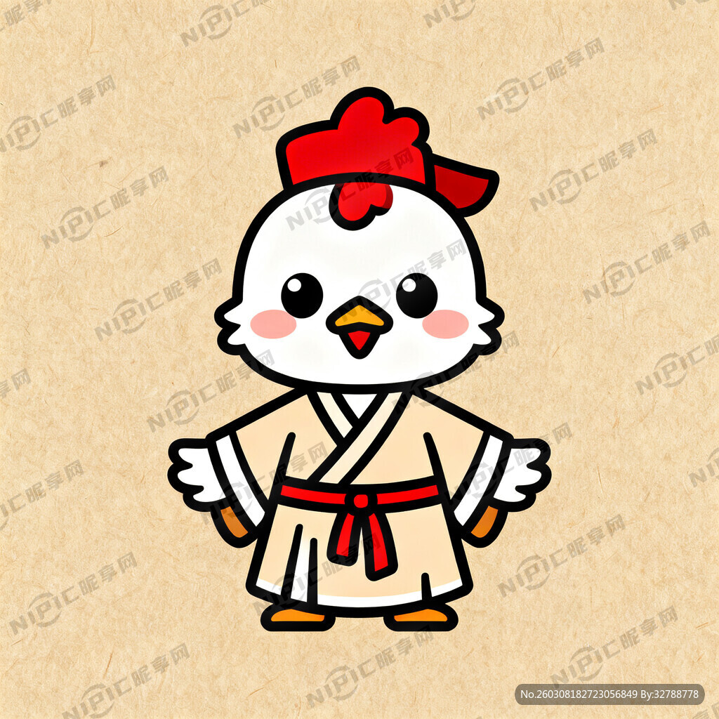 卡通鸡logo 身穿汉服