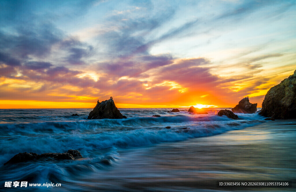 海边绝美日落壮丽景观