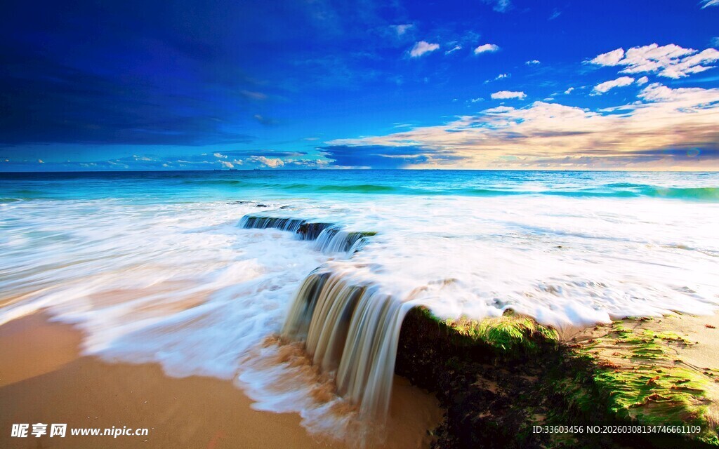 梦幻海滩日落美景
