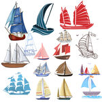 多彩帆船插画集合