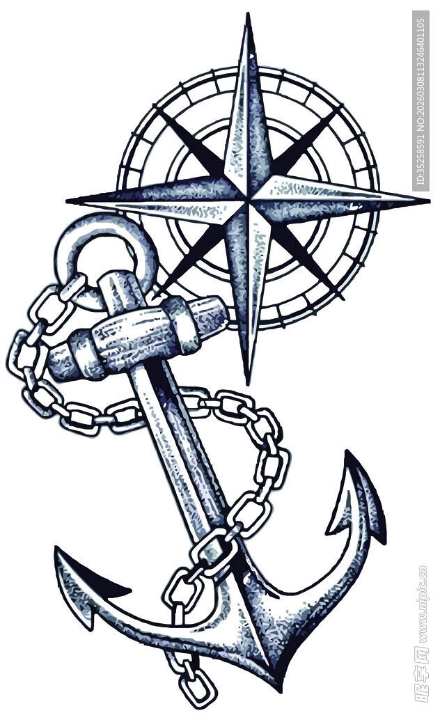 锚与罗盘航海元素图案