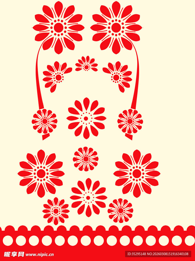红色花卉装饰图案