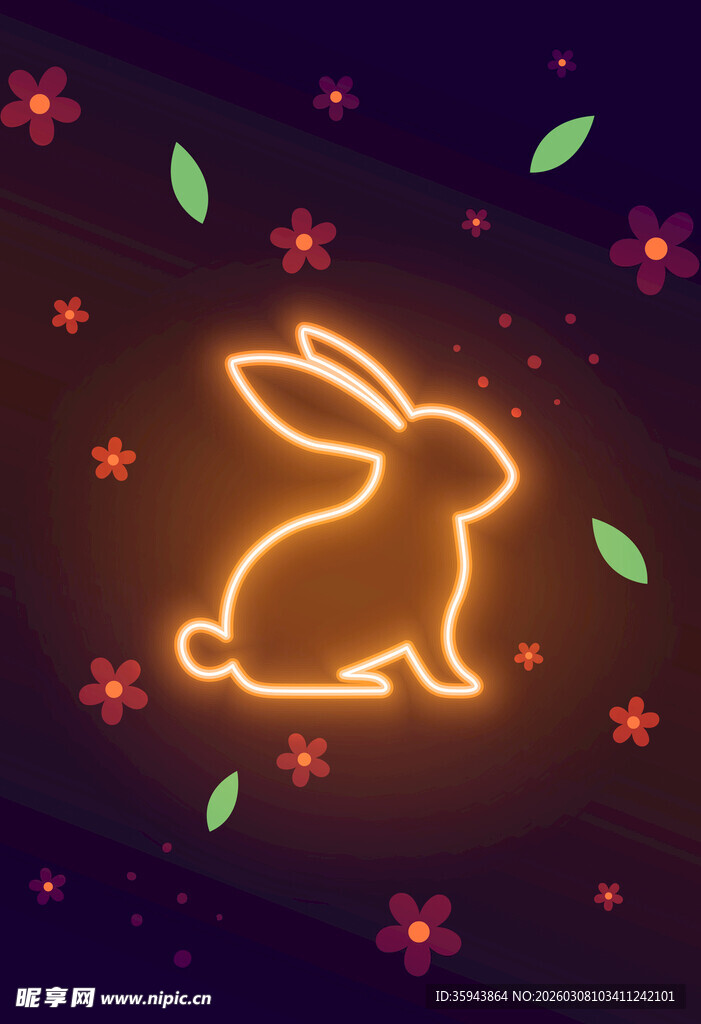 兔子霓虹图案