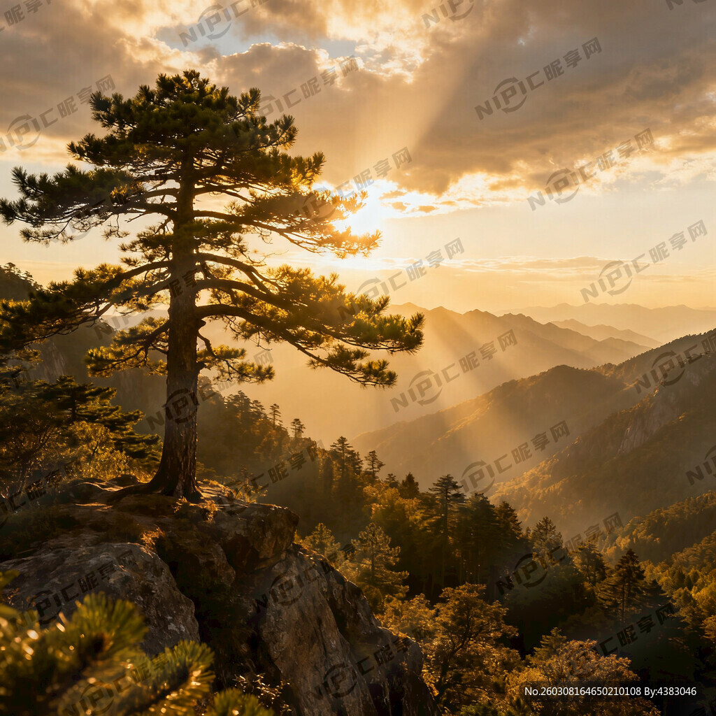 远山近林 阳光大气、迎客松