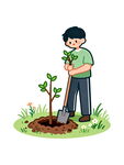 植树节男孩开心植树