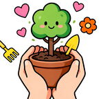 双手呵护可爱盆栽小树